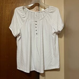 NY Collection White Buttoned Relaxed Blouse